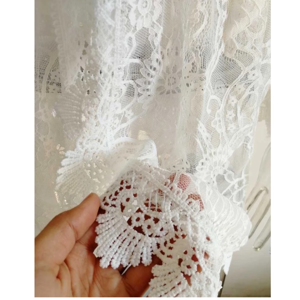 Bohemian White Lace Beach Cover up Bell Sleeve - Picture 11 of 13